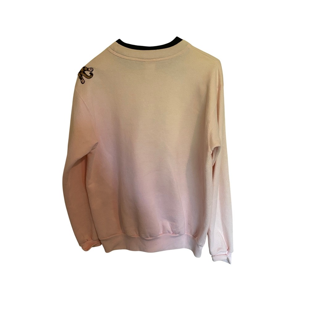 Top Stitch Sweater Womens Medium Pink Kitten Embroidered Pull Over Vintage - Picture 3 of 6